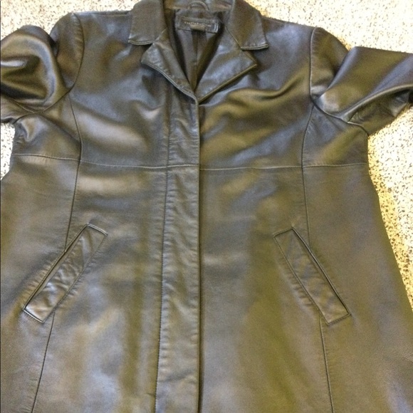 L Croft & Barrow black lambskin leather coat - Picture 8 of 16